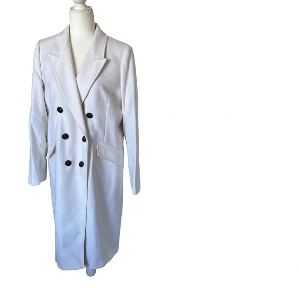 J.Crew Double-Breasted Topcoat in Italian Wool-Cashmere in Ivory Size 12